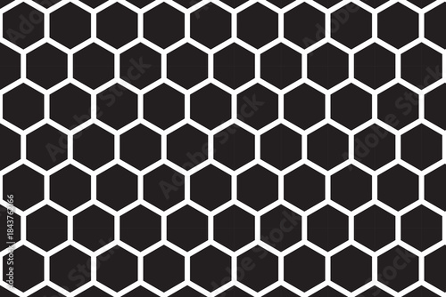 Honeycomb mosaic hexagons background. Black honeycomb on a white background. Plain hexagon grid with bold cells. Hexagon cells. EPS vector illustration