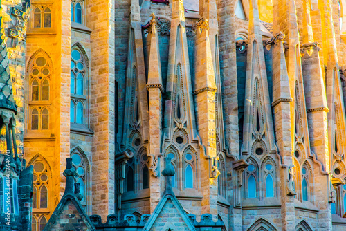 Barcelone, Spain - July 12 2025: The Under construction Glory façade of Sagrada Familia Basilique in Barcelone Spain
