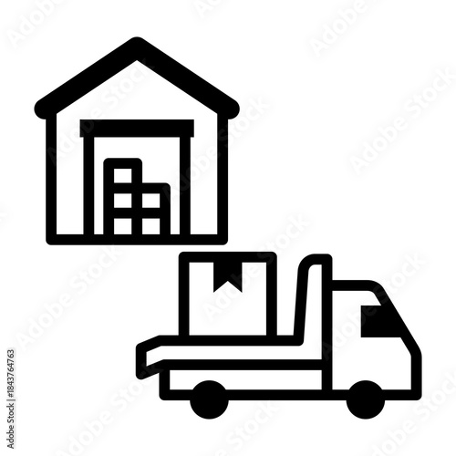 Distribution Center Icon Mixed Style Vector Illustration