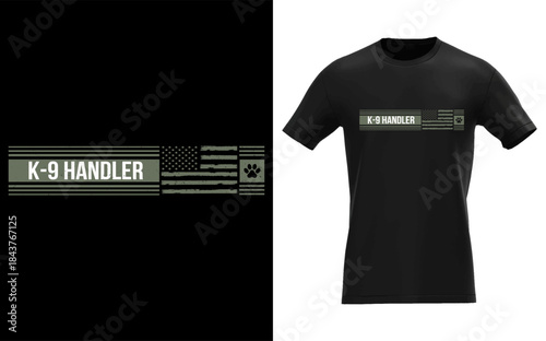 K-9 Handler K9 Unit Gift  Distressed  American Flag 