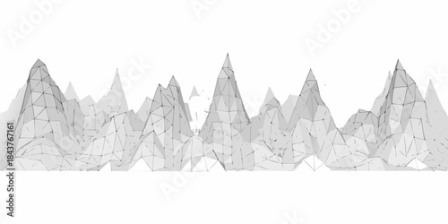 Abstract polygonal landscape resembling mountains with a minimalist aesthetic