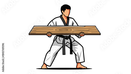 Martial artist in traditional uniform demonstrating martial arts techniques outdoors