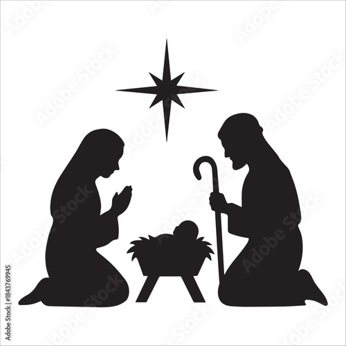Nativity Scene With Holy Family Silhouette