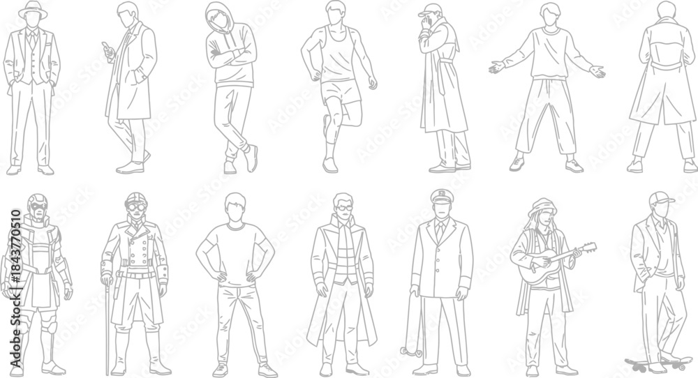 Fototapeta premium vector illustration of a man and woman, group of people, silhouette of peoples