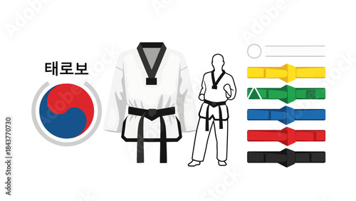 Martial Arts Practice with Uniforms and Belt Ranks in a Dojo Setting