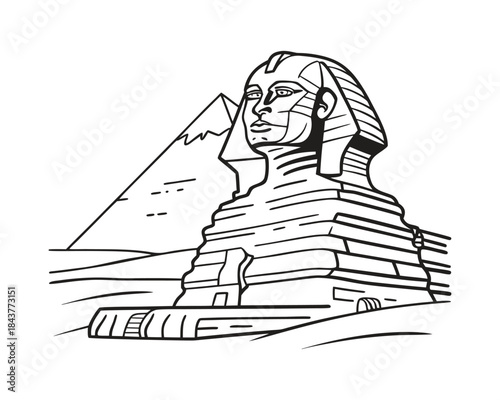 Minimal Clean Vector Illustration of the Great Sphinx of Giza