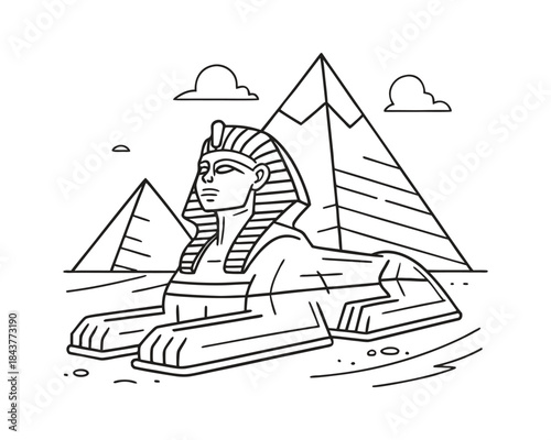 Minimal Clean Vector Illustration of the Great Sphinx of Giza