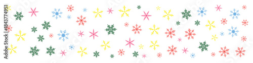 colorful multicolor winter snowflake set on white background frosty seasonal flakes collection artistic pattern
