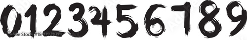 Bold Handwritten Numeric Typography Set Featuring Expressive Brush-Style Digits 0–9