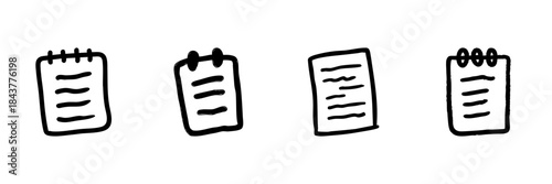 Notebook And Notepad Line Icon Set In Doodle Style. Note Taking, Organization, And Planning Tools Outline Sketch Collection. Hand Drawn Isolated Vector Illustration