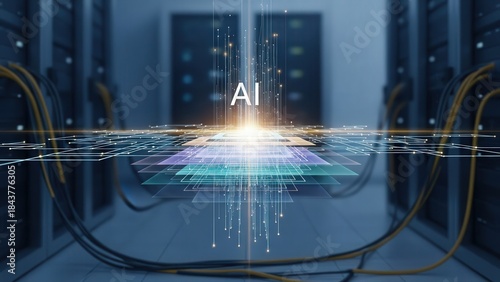 Detailed depiction of AI hardware and power distribution systems