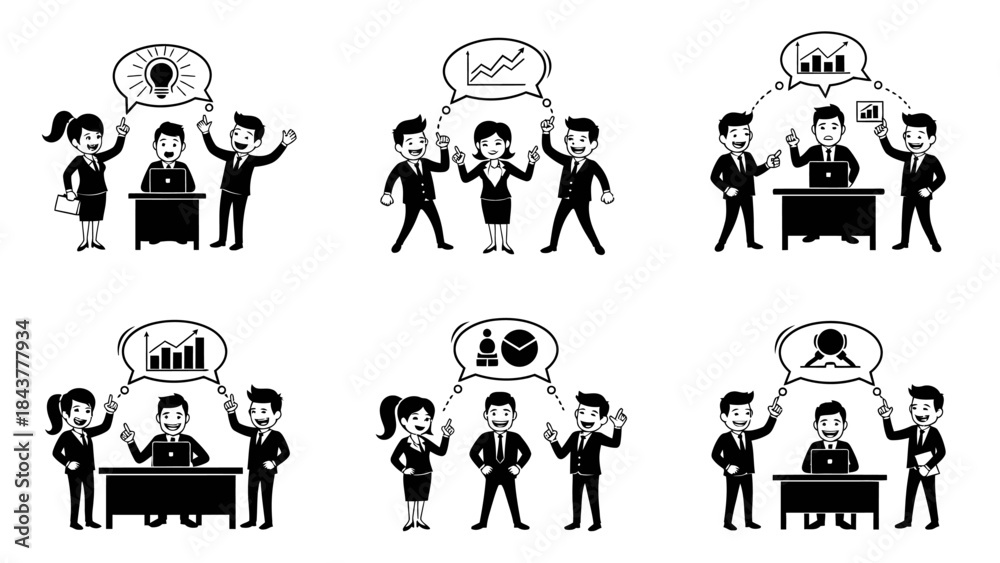 Obraz premium Business people meeting corporate team success analysis project development workflow strategy concept manager leader pointing idea discussion chart graph planning partnership teamwork growth graphic