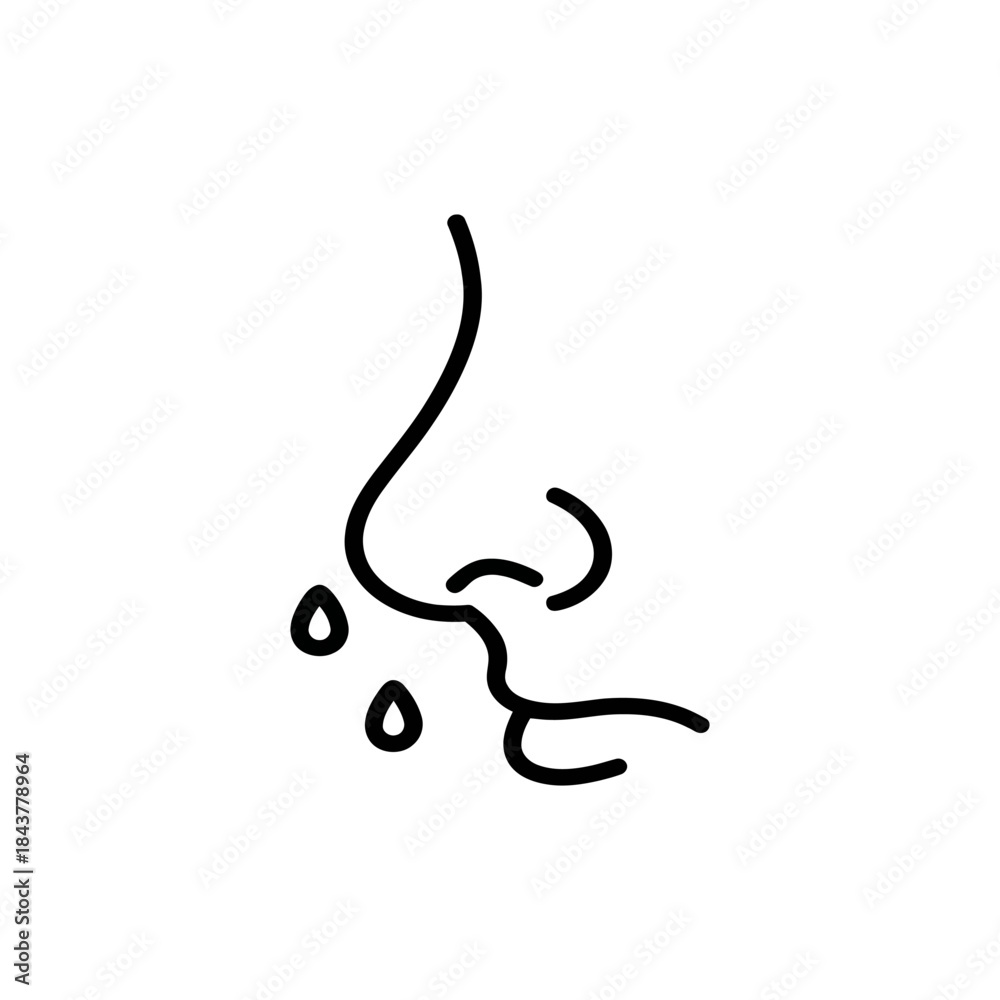 Obraz premium Minimalist line drawing of a nose with dripping tears