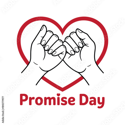 Promise Day illustration with pinky promise hands and heart symbol
