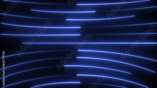 An abstract animation background featuring glowing blue neon lines. 