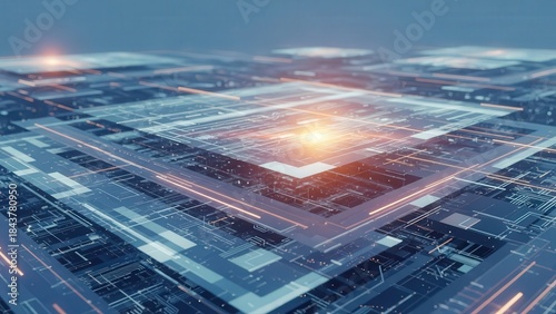 Illustration of complex neural processing with multiple layers merging