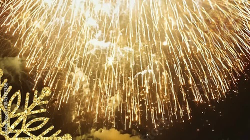 Merry Christmas and happy new year gold text postcard. Greeting card animation holiday celebration