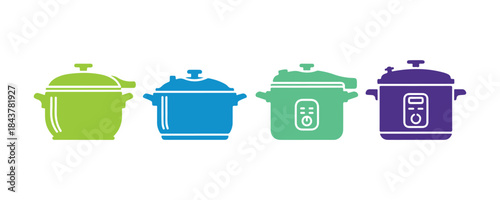 User-friendly Electric Pressure Cooker featuring four distinct designs. Vector illustration

