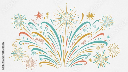 Vibrant colorful fireworks exploding in the air on