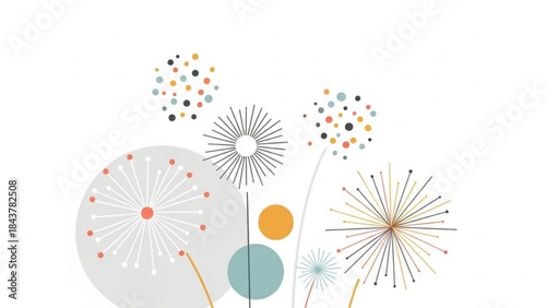 Colorful dandelion flowers in a whimsical design