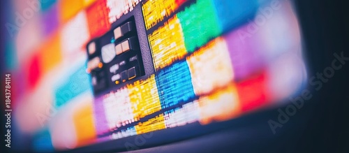 Abstract Macro View of Colorful LED Display with Integrated Circuit Board