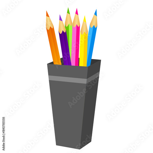 colored pencils in a cup
