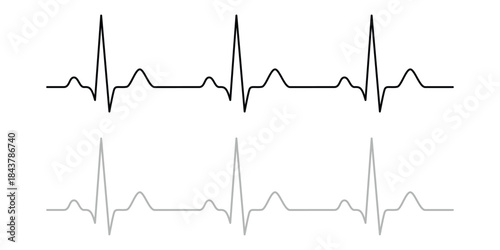 Black and Gray Electrocardiogram Heartbeat Lines heart rate On Transparent Background