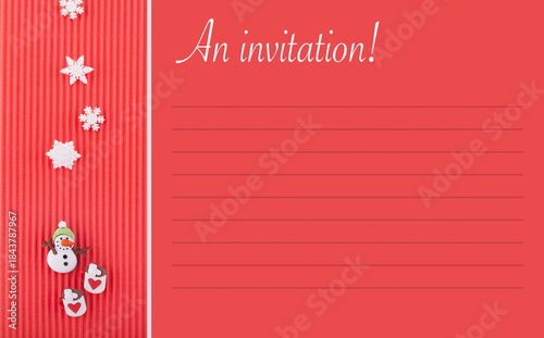 A form with lines for invitations during the winter holidays. 