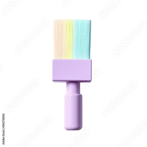 Colorful Paint Brush with Gradient Bristles for Creative Projects