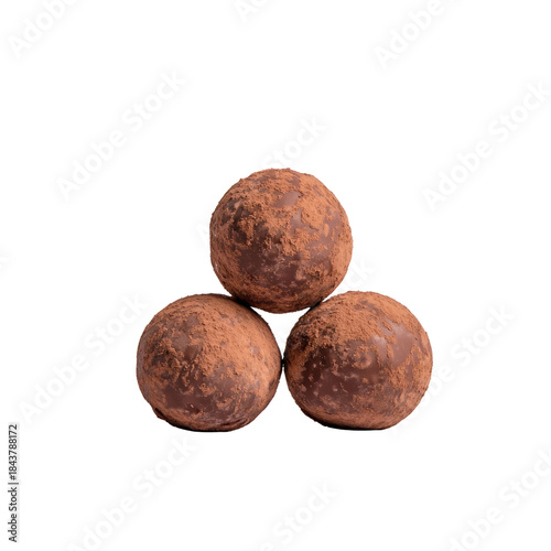 Delicious Chocolate Truffles Coated in Cocoa Powder on White Background