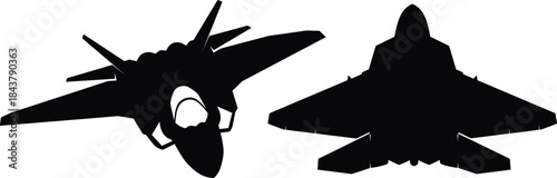 Modern Military Jet Fighter Silhouette Vector
