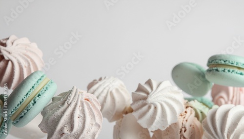 Wallpaper Mural マカロンとメレンゲの焼き菓子のコピースペース  
Copy space with macarons and baked meringue sweets
 Torontodigital.ca