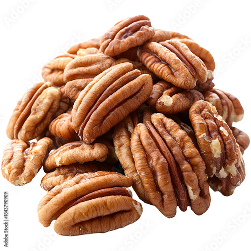 Pecan nuts pile close up image