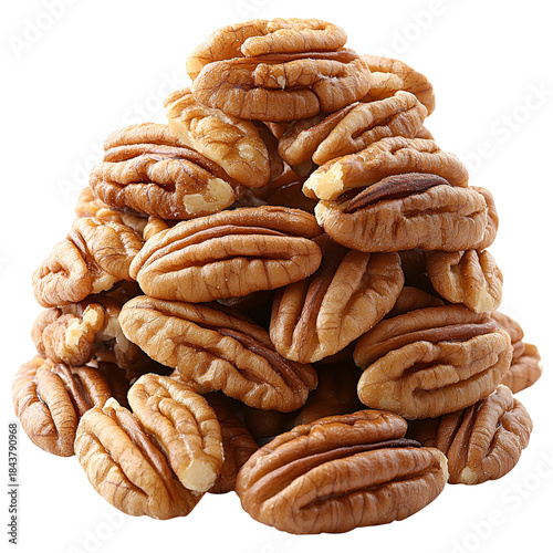 Pecan nuts pile isolated on transparent background