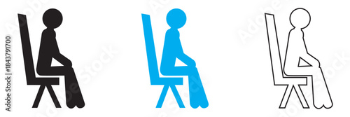Sitting people icon.  Sitting on bench or chair  people vector in profile view. Vector illustration. EPS 10
