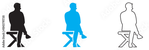 Sitting people icon.  Sitting on bench or chair  people vector in profile view. Vector illustration. EPS 10