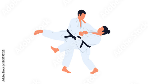 Martial Arts Judo Training with Techniques and Safety Gear