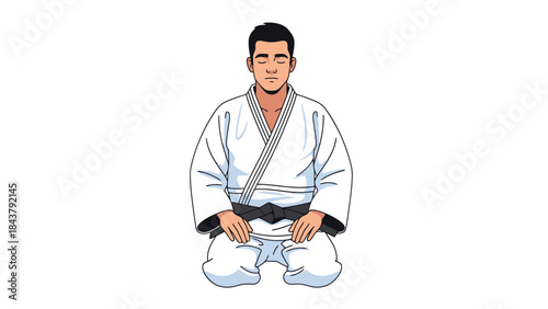 Young Man Practicing Martial Arts in Traditional Clothing for Fitness and Self Defense