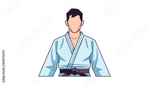 Martial Arts Practitioner in Traditional Uniform Performing a Technique