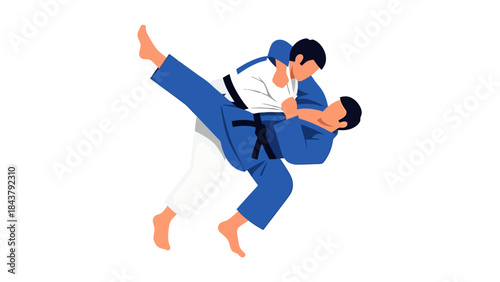 Martial Arts Judo Throwing Technique with a Practice Dummy for Fitness and Self Defense Training