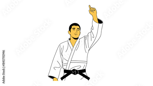 Martial arts practitioner performing a high kick in traditional training attire