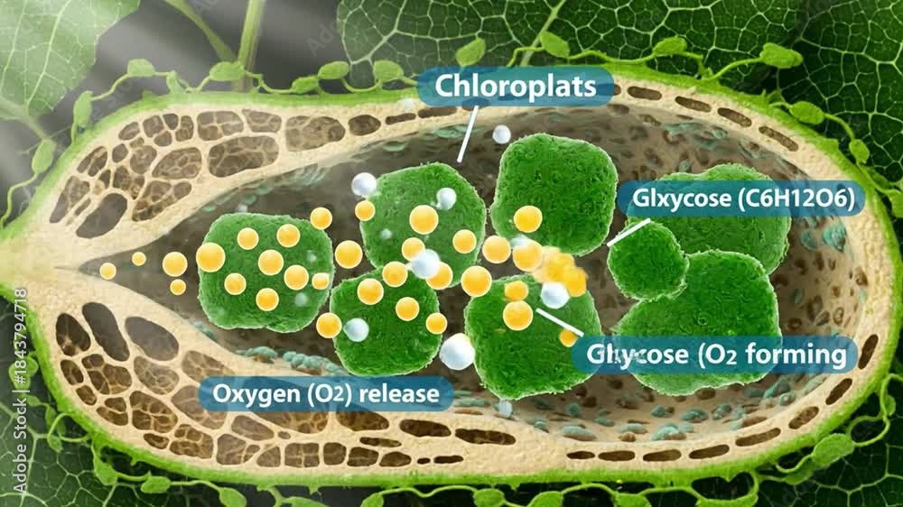 Microscopic Plant Cells Photosynthesis Process Animated Biology ...