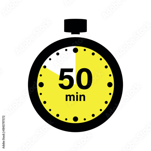 50 minute timer. Stopwatch icon, time for action