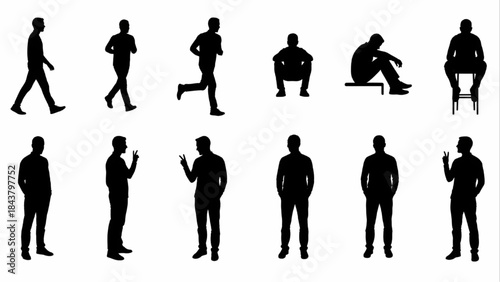 Silhouette Illustrations of man on White Background – Perfect for Design and Art Projects