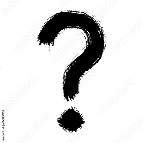 Hand-drawn black question mark on white