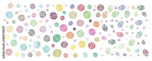 Wallpaper Mural Colorful Hand Drawn Scribble Circles and Abstract Doodle Strokes Pattern on White Background, Creative Sketch Elements, Modern Artistic Design for Background and Decoration Torontodigital.ca