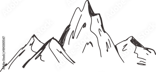 Minimalist black and white line of jagged mountain peaks