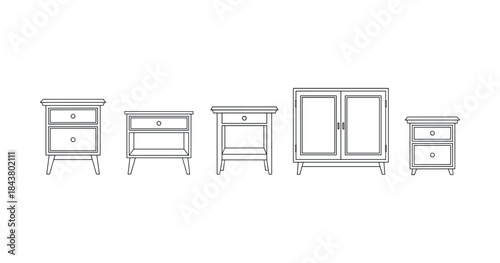 Minimalist line art side tables and cabinets collection