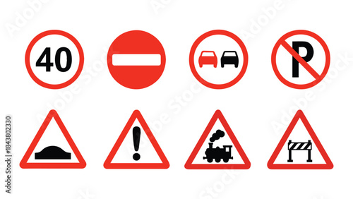 Traffic Prohibition and Warning Signs Set