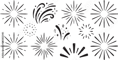 black and white vector floral pattern set
